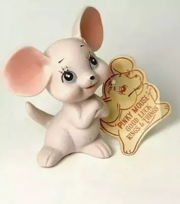 1950’s Vintage Kelvin’s Pink Mouse Ring Holder Original Tags “Made In Japan” • $15