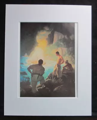 N. C. Wyeth  The Burning Of The Bounty  11 X 14 Matted Print-1940 • $24.99