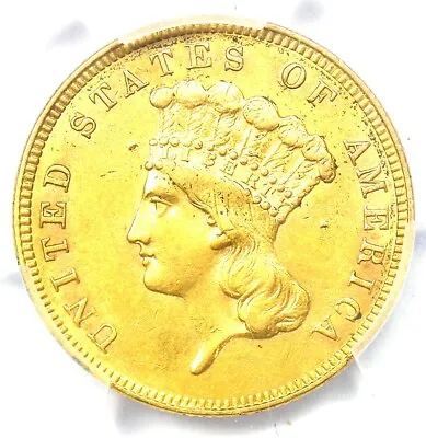 1858 Three Dollar Indian Gold Coin $3 - Certified PCGS AU Details - Rare Date! • $3263.25