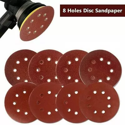 125mm 5  Sanding Discs Pads 40-2000 Grit Orbital Sander 8 Hole Sandpaper • $8.75