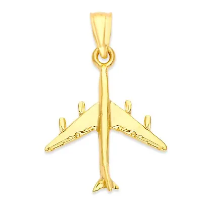 Solid Gold Airplane Pendant In 10k Or 14k Sports Necklace For Pilots • $49.50