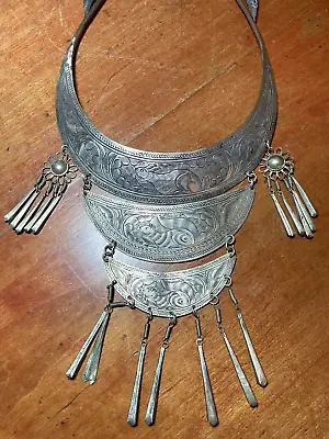 Vintage MIAO CHINESE MINORITY HILL TRIBE Torque Silver Necklace Pectoral  Asian • $125