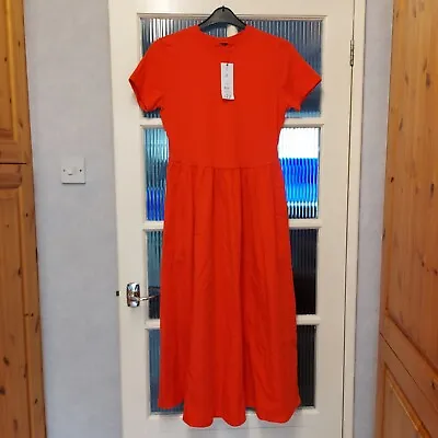 New.womens.george.red Jersey & Poplin Tshirt Midi Dress.size 10 • £15