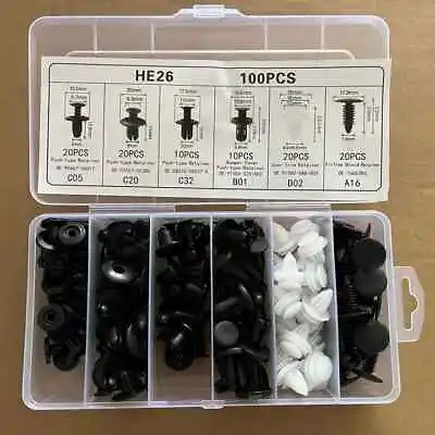 6Size 100pc Clip Trim Car Push Pin Rivet Bumper Door Panel Retainer Fastener Kit • $15.99