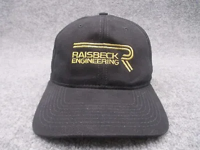 Vintage Raisbeck Engineering Hat Cap Black Leather Strap Back Mens Made In USA • $14.24