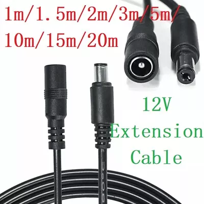 DC Power Supply Extension Cable 12V For CCTV Camera/PSU Lead 1m/2m/3m/5m/10m/15m • £2.75