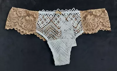 Intimissimi  Lace Brazilian Briefs Soft Beige&White Size S • £14.99