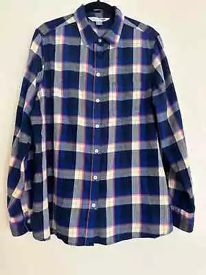 Women Old Navy | The Classic Shirt Multicolor Blue Pink Yellow Plaid Size L • £11.40