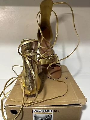 ZARA Basic Collection Gold Gladiator Sandals Size 9 US • $30.99