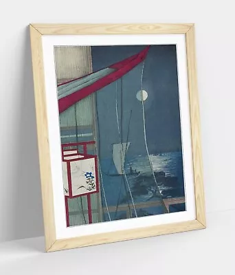 Kobayashi Kiyochika Moon Beyond Shinagawa -framed Wall Art Poster Print 4 Sizes • £26.99