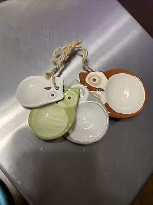 Set Of 4 Ceramic Owl Measuring Spoons Multiple Colors • $15
