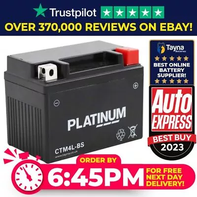 CTM4L-BS PLATINUM AGM Motorcycle Battery Replaces YB4L-B • £16.15