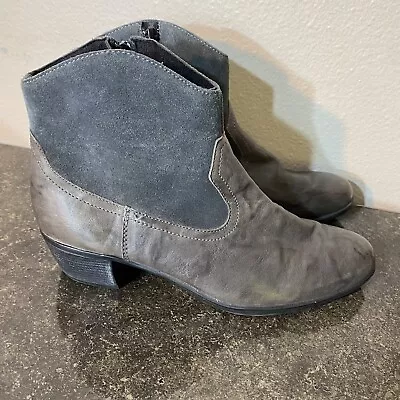 Munro Laramie Leather Suede Zip Ankle Booties Sz 8 Gray Western Style • $17.62