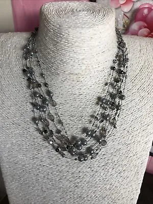 Pretty Multiple Strand Bead Illusion Necklace  • £2.45