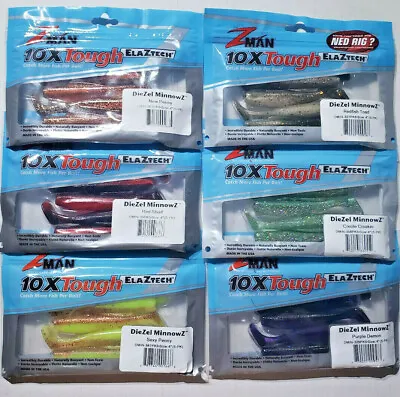 $6.99 • Buy Z-MAN Diezel Minnowz 4 Inch 22 Colors Soft Paddle Tail Baits 2 Day Fedex Read