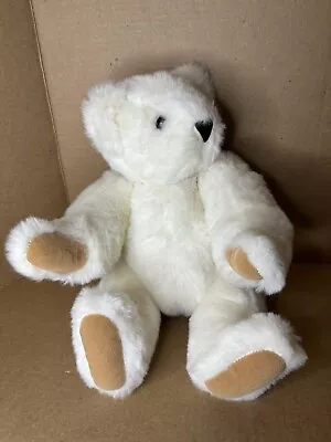 The Vermont Teddy Bear Company Vintage White Jointed 16” Plush Bear USA • $9.99