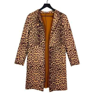 $20 • Buy Zara XS Leopard Print Open Front Long Stretch Jacket Beige