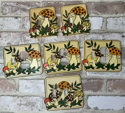 Vintage 6 Piece Merry Mushroom Light Switch / Outlet Cover Plate Retro Decor • $17.50