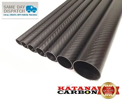 Matt 1 X OD 12mm X ID 10mm X 1000mm (1 M) 3k Carbon Fiber Tube (Roll Wrapped) • £10.40