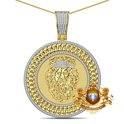Real Genuine Diamond 1.25 Cwt. Lion King Royal Crown Face Charm Pendant + Chain • $499.99