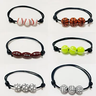 10 Pcs Adjustable Braided Rope Sport Ball Bracelet Basketball Football Wristband • $3.41