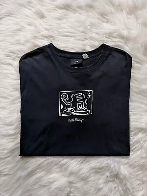 Keith Haring - DJ Dog - Black H&M T-shirt W/ Backprint - Excellent Condition • £29.99