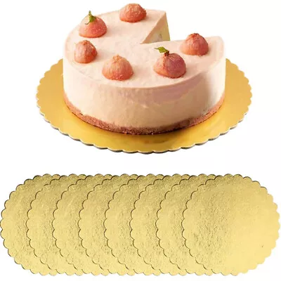  3 Pcs Gold Decorative Tray Cake Circle Boards Color Base Paper Cup • £8.29