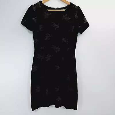 Dangerfield Short Sleeve Dress Womens Size 10 Black Goth Emo Dragon Knee Length • $34.99