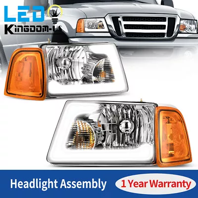 LED DRL Headlight Replacement For 2001-2011 Ford Ranger Chrome Headlamp Pair Set • $99.99