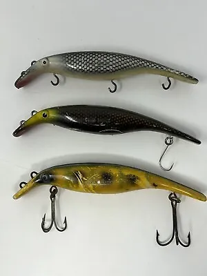 VINTAGE 8  HOMER LEBLANC SWIM WHIZZ FISHING LURE MUSKIE PIKE USED Lot Of 3 • $25