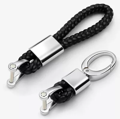 Custom Made Car Brands Logo Braided Leather Stainless Steel Keychain Vintage • $15.99