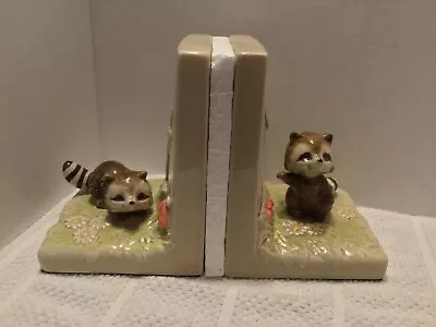 Vtg New Old Stock Gibson Greating Cards Handpainted Racoons Bookends Omc Japan • $40