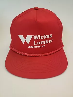 Vintage Red Wickes Lumber Snapback Hat • $13.59