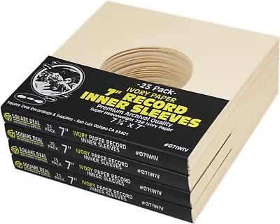 (100) 7  Record Inner Sleeves - Premium COLORED Ivory Paper 45rpm ARCHIVAL • $32.99