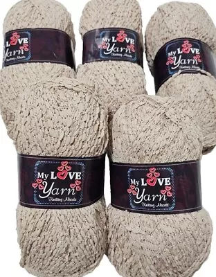  My Love Knitting Allsorts Fancy Knitting Crochet Yarn 5balls ×100g  Beige  • £0.99