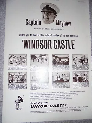 Captain Mayhew SS Windsor Castle Union Castle Line Advert 1960 Ref Ax • £9.99