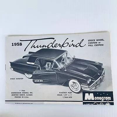 Monogram Models 1958 Ford Thunderbird 1/24th Size Hobby Kit Instructions 1964 • $25