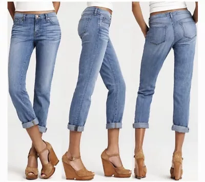 J Brand Aoki Mid-rise Slim Boyfriend Cropped Jeans In Caicos 32 • $25