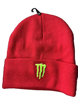 Monster Energy Red Winter Hat- Brand New And Sharp - Fold Up Style- One Size • $15.95