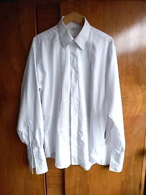 Vintage 1990s St Michael White Pure Cotton Dress Shirt Size 16 French Cuffs VGC • £19.99