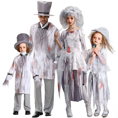 Vampire Zombie Bride Cosplay Women Kid Adult Costume Ghost Corpse Fancy Dress Up • £25.82
