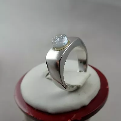 Designer Modern Art Glass Sterling Silver 925 Size 5.75 Ring Weighs 6.1 Gr • $29.95