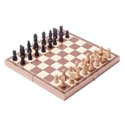 15  Classic Vintage Standard Folding Wooden Chess Set Foldable Games Board Craft • $21.20