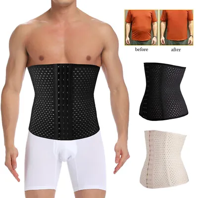 Men Belly Control Belt Slimming Body Shaper Waist Trainer Compression Girdle 6XL • £6.79