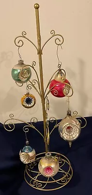 Vintage Lot Of 6 Mercury Glass Christmas Tree Ornaments Variety Glitter Indent • $29.99
