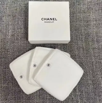 Chanel Skincare Set/3 Washable Cotton Makeup Remover Pads & Hair Band Gift Box • £33.75