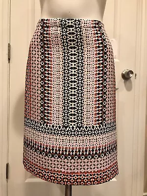 J. Crew Multicolor Geometric Print Straight Pencil Skirt Size 2 (US) • $14.39