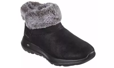 Skechers Women's On-The-Go Joy Faux Fur Ankle Boot Bootie Black No Zipper • $21.99