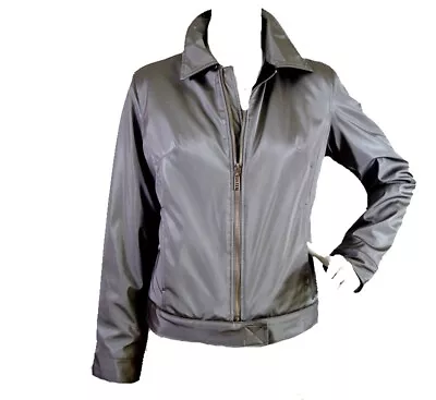 GUESS Silver Pewter Metallic MOTO Motorcycle Women's Jacket Top Sz M 8/10 • $20