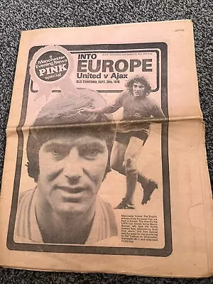 1976/77 Football Pink Newspaper Div 1 Manchester United Utd V Ajax • £4.99